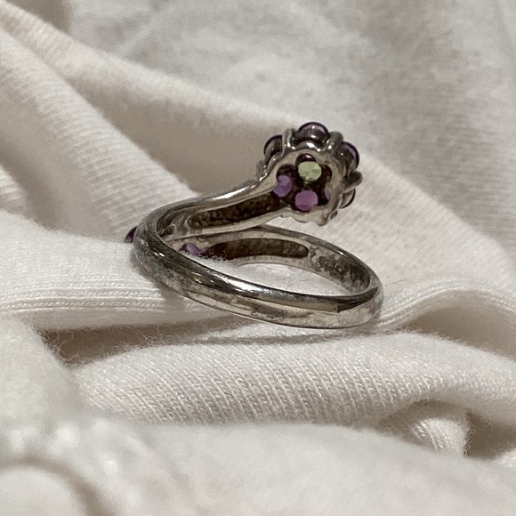 Vintage 925 silver double flower Ring from Thailand💜💚 - Picture 5 of 8